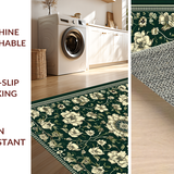 Ultra Soft Area Rug, Non Slip, Stain Resistant, Washable Area Rugs for Living Room, Bedroom, Stylish Whimsical Floral Arrangement(Green)