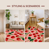 Ultra Soft Area Rug, Non Slip, Stain Resistant, Washable Area Rugs for Living Room, Bedroom, Charming Red and Green Theme(Red)