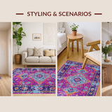 Ultra Soft Area Rug, Non Slip, Stain Resistant, Washable Area Rugs for Living Room, Bedroom, Bold Modern Geometric Layout(Purple)