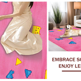 Ultra Soft Area Rug, Non Slip, Stain Resistant, Washable Area Rugs for Living Room, Bedroom, Whimsical Educational Creature Composition(Pink)