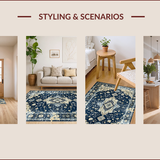 Ultra Soft Area Rug, Non Slip, Stain Resistant, Washable Area Rugs for Living Room, Bedroom, Rustic Textured Abstract Motif(Blue)