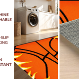 Ultra Soft Area Rug, Non Slip, Stain Resistant, Washable Area Rugs for Living Room, Bedroom, Vivid Black Orange Flame Concept(Orange)