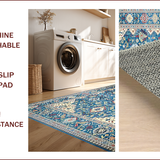 Ultra Soft Area Rug, Non Slip, Stain Resistant, Washable Area Rugs for Living Room, Bedroom, Serene Light Blue Ethnic Patterns(Blue)