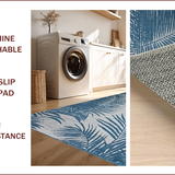 Ultra Soft Area Rug, Non Slip, Stain Resistant, Washable Area Rugs for Living Room, Bedroom, Elegant Grey Floral Arrangement(Blue)