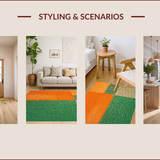 Ultra Soft Area Rug, Non Slip, Stain Resistant, Washable Area Rugs for Living Room, Bedroom, Vibrant Striped Entryway Rug for Minimalist Homes(Orange)