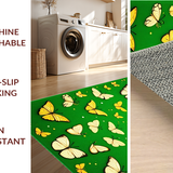 Ultra Soft Area Rug, Non Slip, Stain Resistant, Washable Area Rugs for Living Room, Bedroom, Contemporary Leafy Insect Illustrations(Green)