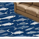 Ultra Soft Area Rug, Non Slip, Stain Resistant, Washable Area Rugs for Living Room, Bedroom, Rustic Multicolored Nautical Theme(Blue)