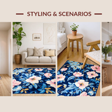 Ultra Soft Area Rug, Non Slip, Stain Resistant, Washable Area Rugs for Living Room, Bedroom, Elegant Blue Trellis Arrangement(Blue)