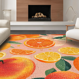 Ultra Soft Area Rug, Non Slip, Stain Resistant, Washable Area Rugs for Living Room, Bedroom, Blush Fruit Design Area Rug Bright Orange Green Carpet(Orange)