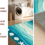 Ultra Soft Area Rug, Non Slip, Stain Resistant, Washable Area Rugs for Living Room, Bedroom, Whimsical Nautical Plush Comfort(Blue)