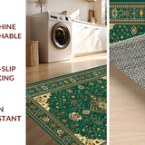 Ultra Soft Area Rug, Non Slip, Stain Resistant, Washable Area Rugs for Living Room, Bedroom, Rustic Tiled Aesthetic in Earth Tones(Green)