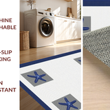 Ultra Soft Area Rug, Non Slip, Stain Resistant, Washable Area Rugs for Living Room, Bedroom, Nautical Starfish Striped Elegance(White)