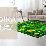 Ultra Soft Area Rug, Non Slip, Stain Resistant, Washable Area Rugs for Living Room, Bedroom, Funky Nature-Infused Decor(Green)