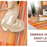 Ultra Soft Area Rug, Non Slip, Stain Resistant, Washable Area Rugs for Living Room, Bedroom, Dynamic Curved Lines with Rich Colors(Orange)