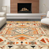 Ultra Soft Area Rug, Non Slip, Stain Resistant, Washable Area Rugs for Living Room, Bedroom, Chic Geometric Earth Tone Aesthetic(Beige)