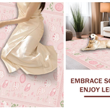 Ultra Soft Area Rug, Non Slip, Stain Resistant, Washable Area Rugs for Living Room, Bedroom, Lively Bunny and Floral Fusion(Pink)