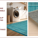 Ultra Soft Area Rug, Non Slip, Stain Resistant, Washable Area Rugs for Living Room, Bedroom, Rustic Striped Coastal Aesthetic(Blue)