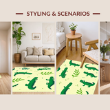 Ultra Soft Area Rug, Non Slip, Stain Resistant, Washable Area Rugs for Living Room, Bedroom, Vibrant Animal Motif for Kids(Green)