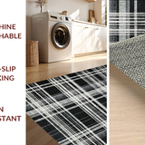 Ultra Soft Area Rug, Non Slip, Stain Resistant, Washable Area Rugs for Living Room, Bedroom, Urban Entry Stripe Rug with Chic Layered Lines and Graphic Contrast Pattern(Black)