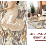 Ultra Soft Area Rug, Non Slip, Stain Resistant, Washable Area Rugs for Living Room, Bedroom, Elegant Scalloped Earth Tone Pattern(Brown)