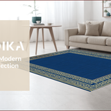 Ultra Soft Area Rug, Non Slip, Stain Resistant, Washable Area Rugs for Living Room, Bedroom, Elegant Greek Key Motif(Blue)