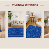 Ultra Soft Area Rug, Non Slip, Stain Resistant, Washable Area Rugs for Living Room, Bedroom, Modern Geometric Trellis(Blue)