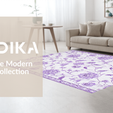 Ultra Soft Area Rug, Non Slip, Stain Resistant, Washable Area Rugs for Living Room, Bedroom, Cozy Pastel Medallion Arrangement(Purple)