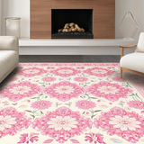 Ultra Soft Area Rug, Non Slip, Stain Resistant, Washable Area Rugs for Living Room, Bedroom, Sublime Cozy Floral Aesthetic(White)