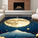 Ultra Soft Area Rug, Non Slip, Stain Resistant, Washable Area Rugs for Living Room, Bedroom, Vibrant Cosmic Swirl Aesthetic(Gold)
