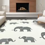 Ultra Soft Area Rug, Non Slip, Stain Resistant, Washable Area Rugs for Living Room, Bedroom, Rustic Elephant Print for Children(Gray)