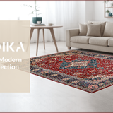 Ultra Soft Area Rug, Non Slip, Stain Resistant, Washable Area Rugs for Living Room, Bedroom, Vibrant Boho Tiled Arrangement(Red)