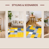 Ultra Soft Area Rug, Non Slip, Stain Resistant, Washable Area Rugs for Living Room, Bedroom, Chic Contemporary Lattice Design(Yellow)