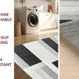 Ultra Soft Area Rug, Non Slip, Stain Resistant, Washable Area Rugs for Living Room, Bedroom, Monochrome Striped Flat Woven Floor Covering With Farmhouse Inspired Design(Gray)