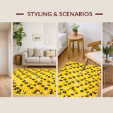 Ultra Soft Area Rug, Non Slip, Stain Resistant, Washable Area Rugs for Living Room, Bedroom, Lively Sunny Botanical Elegance(Yellow)