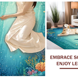 Ultra Soft Area Rug, Non Slip, Stain Resistant, Washable Area Rugs for Living Room, Bedroom, Underwater Paradise Aquatic Turtle Carpet With Vibrant Coral Reef Design(Blue)