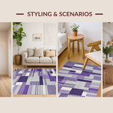 Ultra Soft Area Rug, Non Slip, Stain Resistant, Washable Area Rugs for Living Room, Bedroom, Elegant Grey Purple Symmetrical Design(Purple)