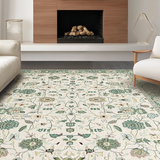 Ultra Soft Area Rug, Non Slip, Stain Resistant, Washable Area Rugs for Living Room, Bedroom, Serene Earthy Green Pattern Play(Ivory)