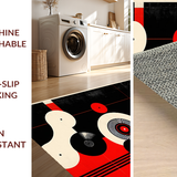 Ultra Soft Area Rug, Non Slip, Stain Resistant, Washable Area Rugs for Living Room, Bedroom, Contemporary Music-inspired Round Piece(Black)