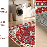 Ultra Soft Area Rug, Non Slip, Stain Resistant, Washable Area Rugs for Living Room, Bedroom, Vibrant Abstract Artful Composition(Red)