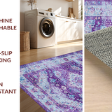 Ultra Soft Area Rug, Non Slip, Stain Resistant, Washable Area Rugs for Living Room, Bedroom, Trendy Eclectic Medallion Theme(Purple)