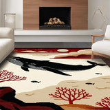 Ultra Soft Area Rug, Non Slip, Stain Resistant, Washable Area Rugs for Living Room, Bedroom, Artistic Red Nautical Illustration(Red)