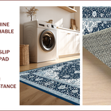Ultra Soft Area Rug, Non Slip, Stain Resistant, Washable Area Rugs for Living Room, Bedroom, Charming Transitional Gray Blue Pattern(Blue)