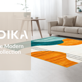 Ultra Soft Area Rug, Non Slip, Stain Resistant, Washable Area Rugs for Living Room, Bedroom, Artistic Teal and Rust Brush Strokes(White)