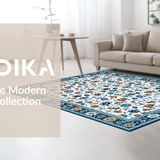 Ultra Soft Area Rug, Non Slip, Stain Resistant, Washable Area Rugs for Living Room, Bedroom, Delicate Daisy Print in Soft Colors(White)