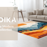 Ultra Soft Area Rug, Non Slip, Stain Resistant, Washable Area Rugs for Living Room, Bedroom, Chic Minimalist Terrain Design(Orange)