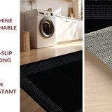 Ultra Soft Area Rug, Non Slip, Stain Resistant, Washable Area Rugs for Living Room, Bedroom, Sleek Geometric Black and White Fusion(Black)