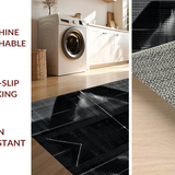 Ultra Soft Area Rug, Non Slip, Stain Resistant, Washable Area Rugs for Living Room, Bedroom, Sleek Abstract Linear Arrangement(Black)