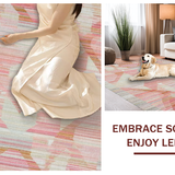 Ultra Soft Area Rug, Non Slip, Stain Resistant, Washable Area Rugs for Living Room, Bedroom, Chic Bow Theme Rug with Layered Ribbon Pattern and Graphic Preppy Elements(Pink)