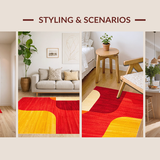 Ultra Soft Area Rug, Non Slip, Stain Resistant, Washable Area Rugs for Living Room, Bedroom, Contemporary Red and Yellow Harmony(Red)