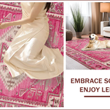 Ultra Soft Area Rug, Non Slip, Stain Resistant, Washable Area Rugs for Living Room, Bedroom, Vibrant Hot Pink Rustic Style(Pink)